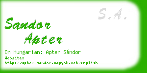sandor apter business card